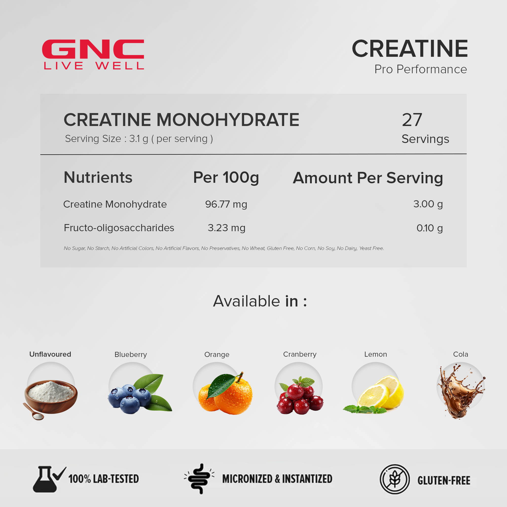 GNC Creatine Monohydrate With Steel Shaker (750ml)| 100gm | Blueberry | Boosts Athletic Performance | Fuels Skeletal Muscles | Supports Intense Workout | Promotes Cellular Hydration |Formulated In USA