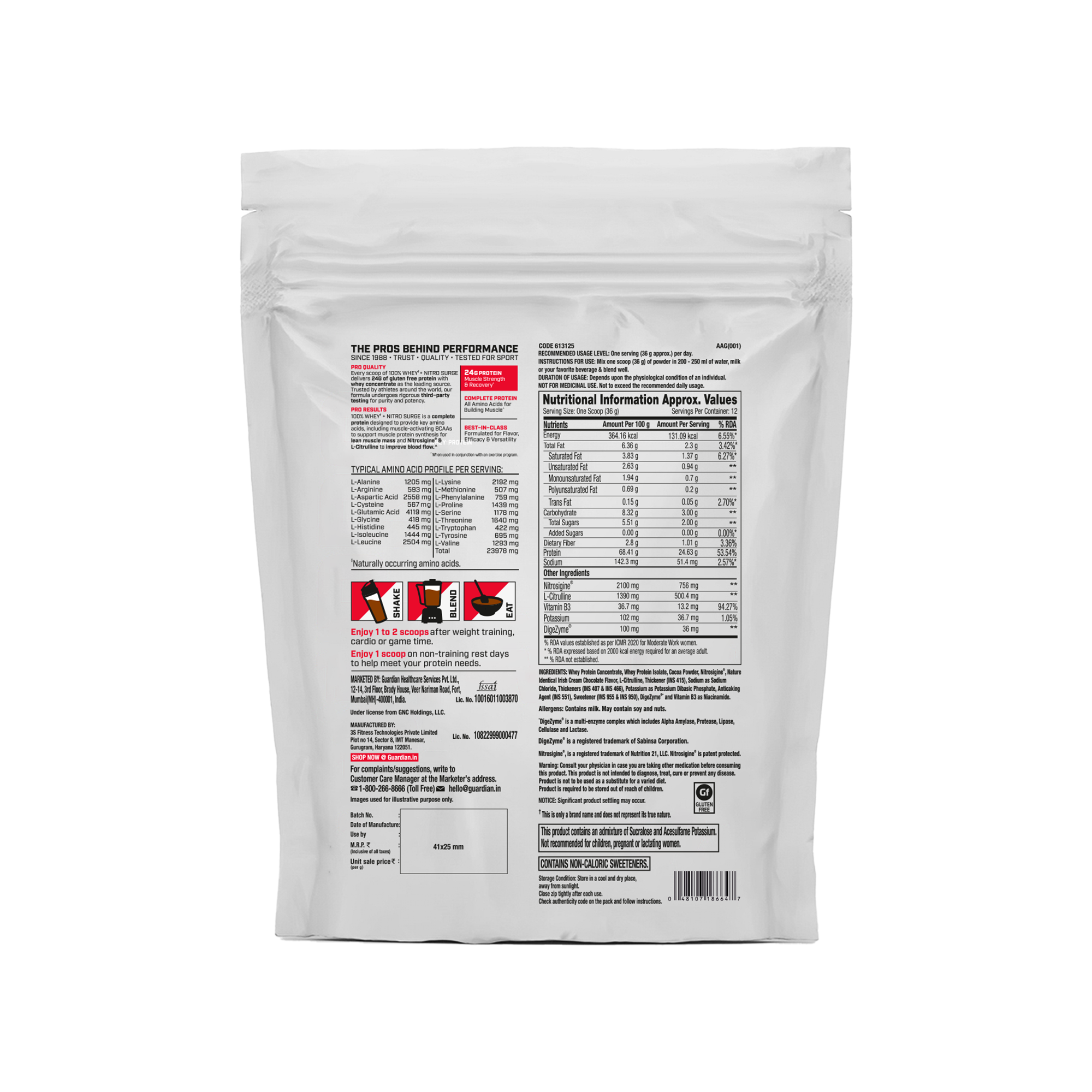 PP 100% Whey Nitro Surge – Chocolate 1 lbs
