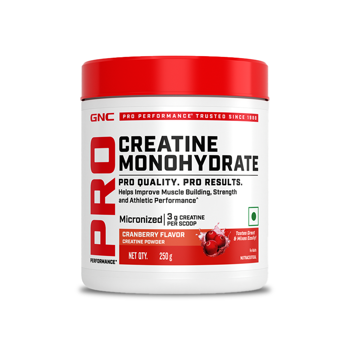 GNC Creatine Monohydrate With Steel Shaker (750ml)| 250gm | Cranberry | Boosts Athletic Performance | Fuels Skeletal Muscles | Supports Intense Workout | Promotes Cellular Hydration |Formulated In USA