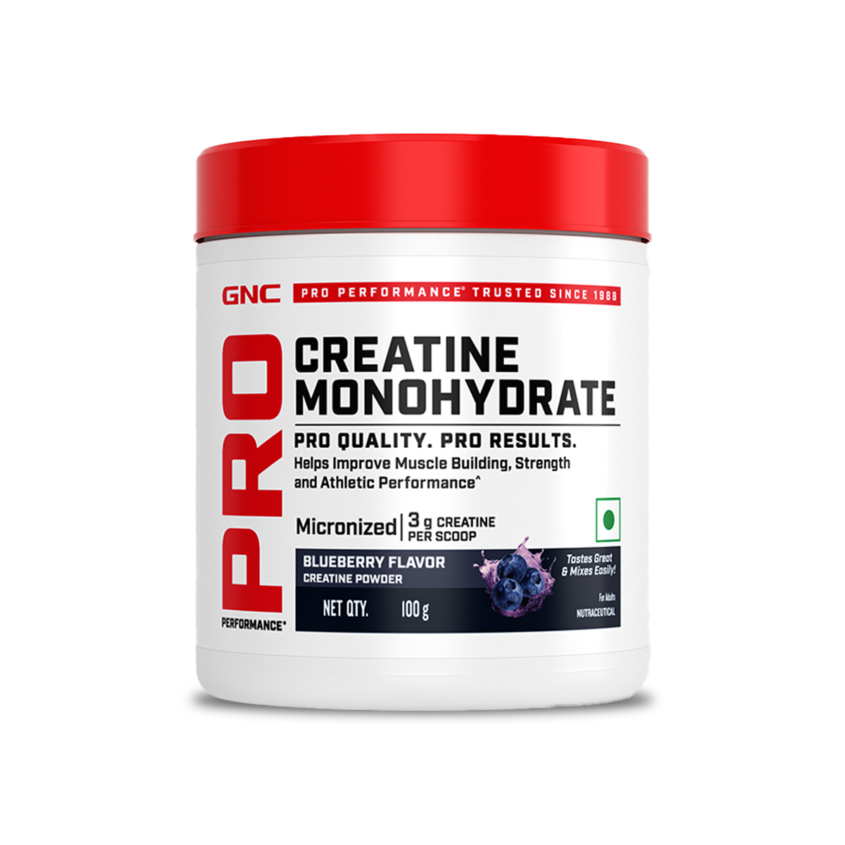 GNC Creatine Monohydrate With Steel Shaker (750ml)| 100gm | Blueberry | Boosts Athletic Performance | Fuels Skeletal Muscles | Supports Intense Workout | Promotes Cellular Hydration |Formulated In USA