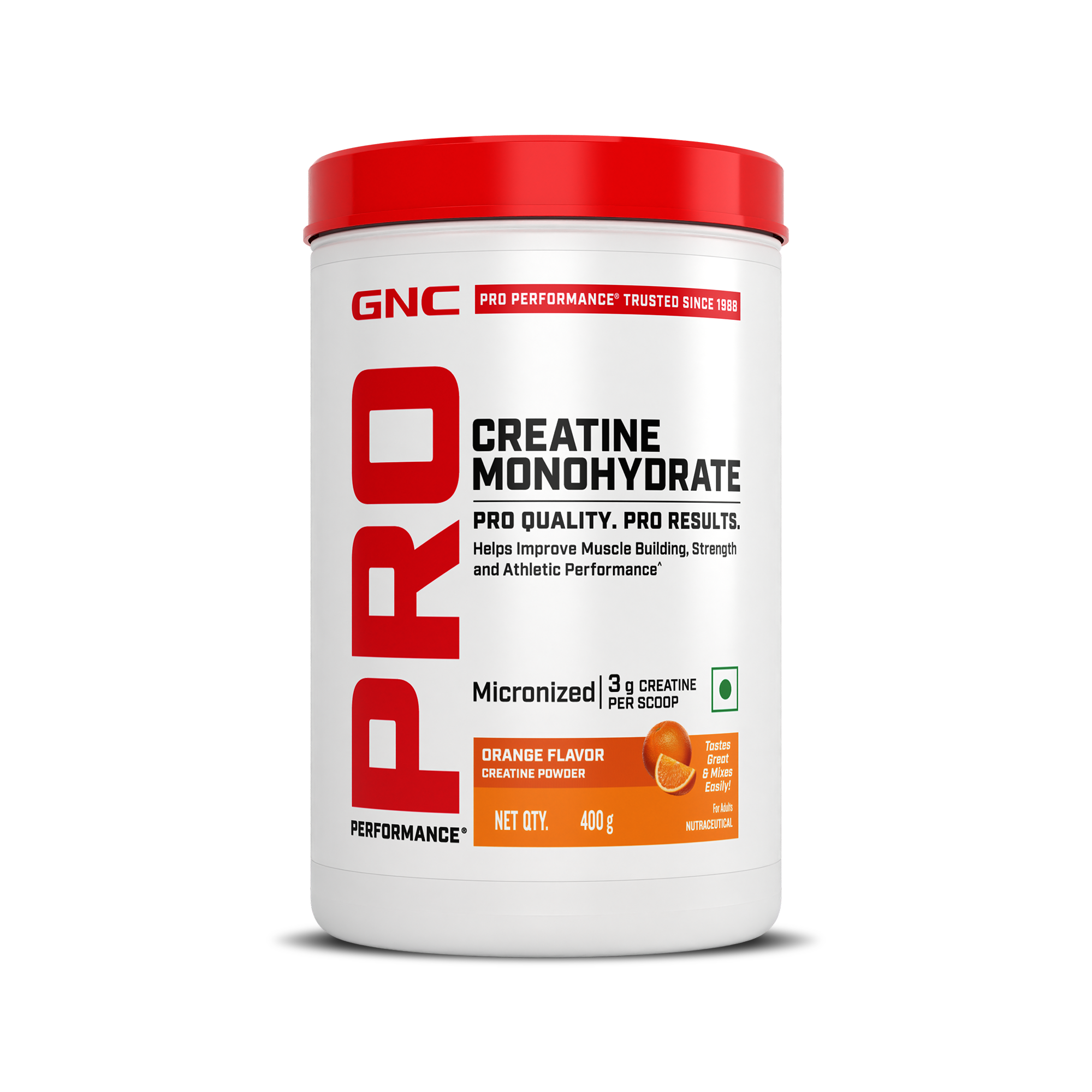 GNC Creatine Monohydrate With Steel Shaker (750ml)| 400gm | Orange | Boosts Athletic Performance | Fuels Skeletal Muscles | Supports Intense Workout | Promotes Cellular Hydration |Formulated In USA