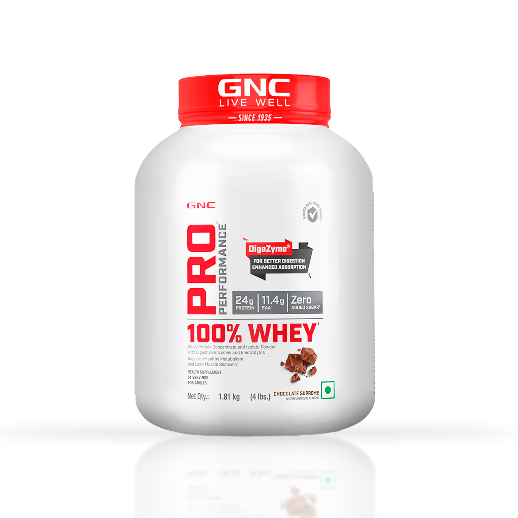 GNC Pro Performance 100% Whey Chocolate Supreme + Creatine Monohydrate Combo - Builds Lean Muscles | Promotes Faster Recovery | Boosts Athletic Performance | Hydrates Muscle Cells | 4lbs / 250gm Combo