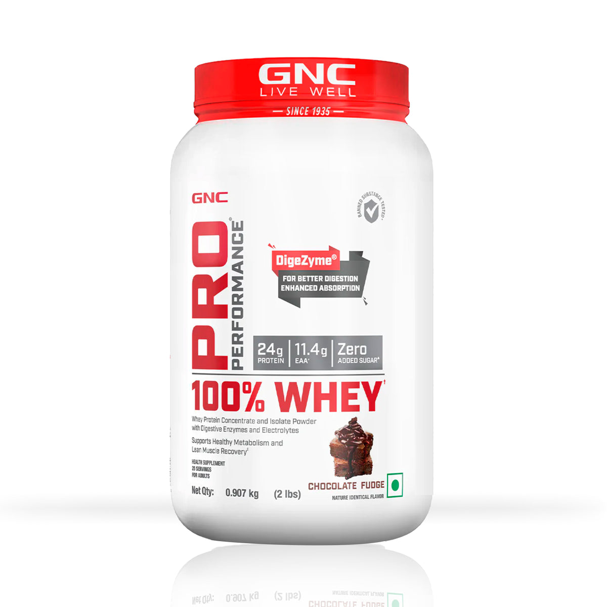 GNC Pro Performance 100% Whey Protein Powder & Steel Shaker (Chocolate Fudge, 2 lbs with Shaker)