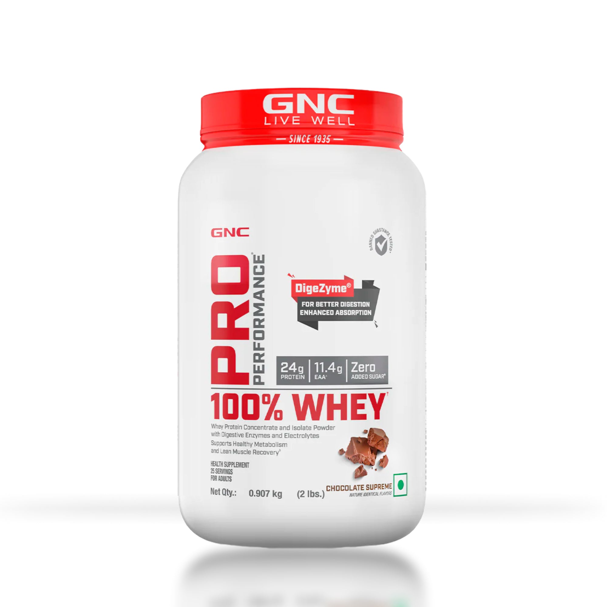 GNC Pro Performance 100% Whey Chocolate Supreme + Creatine Monohydrate Combo - Builds Lean Muscles | Promotes Faster Recovery | Boosts Athletic Performance | Hydrates Muscle Cells | 2lbs / 100gm Combo