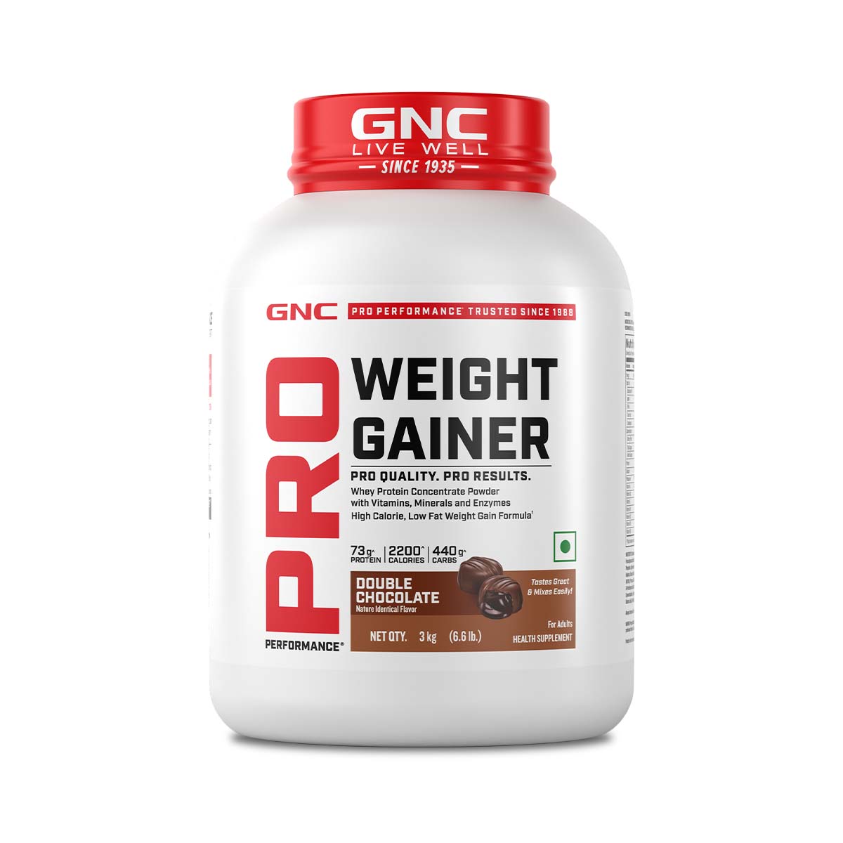 GNC Pro Performance Weight Gainer & Steel shaker Combo | 3 Kg | Double Chocolate