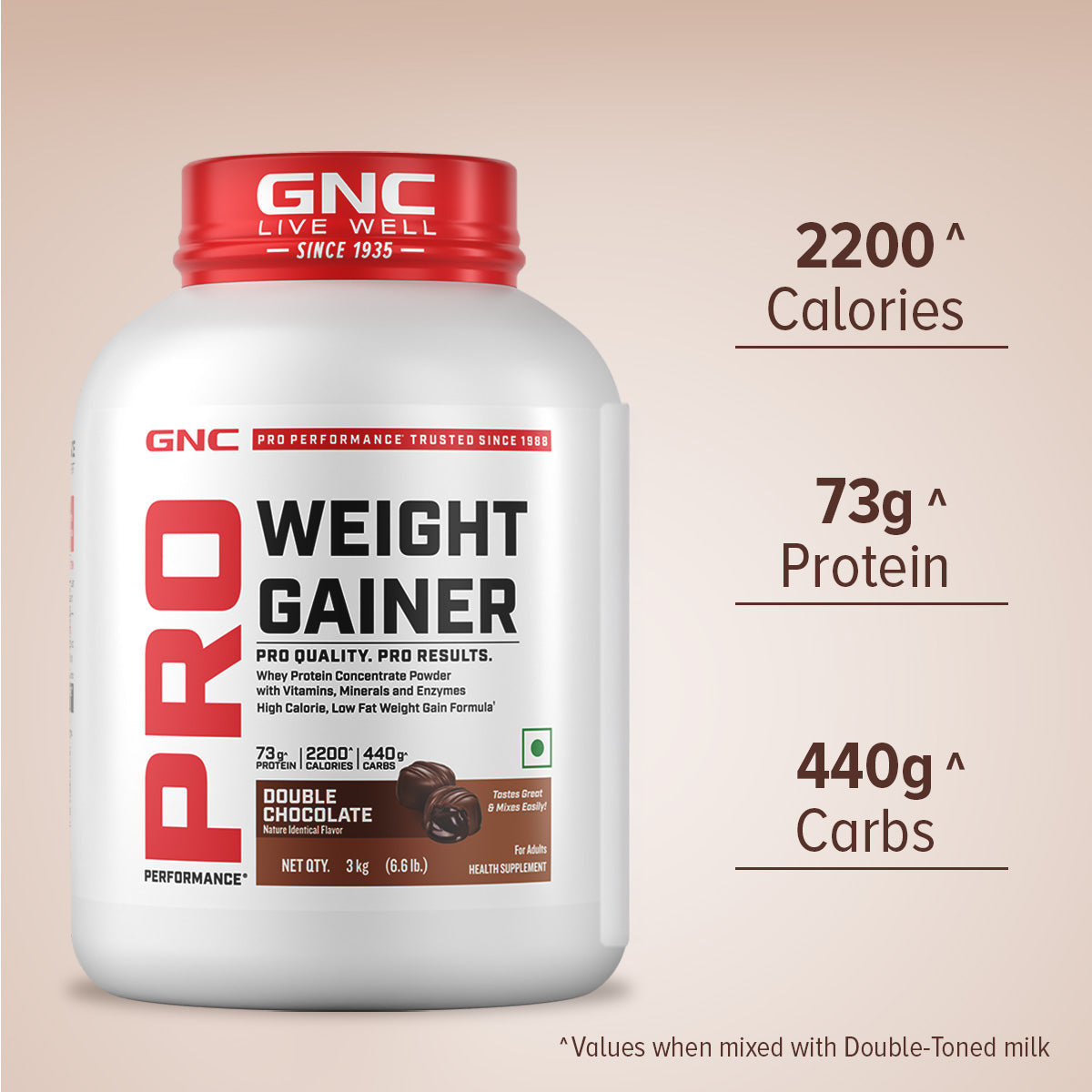 GNC Pro Performance Weight Gainer & Steel shaker Combo | 3 Kg | Double Chocolate
