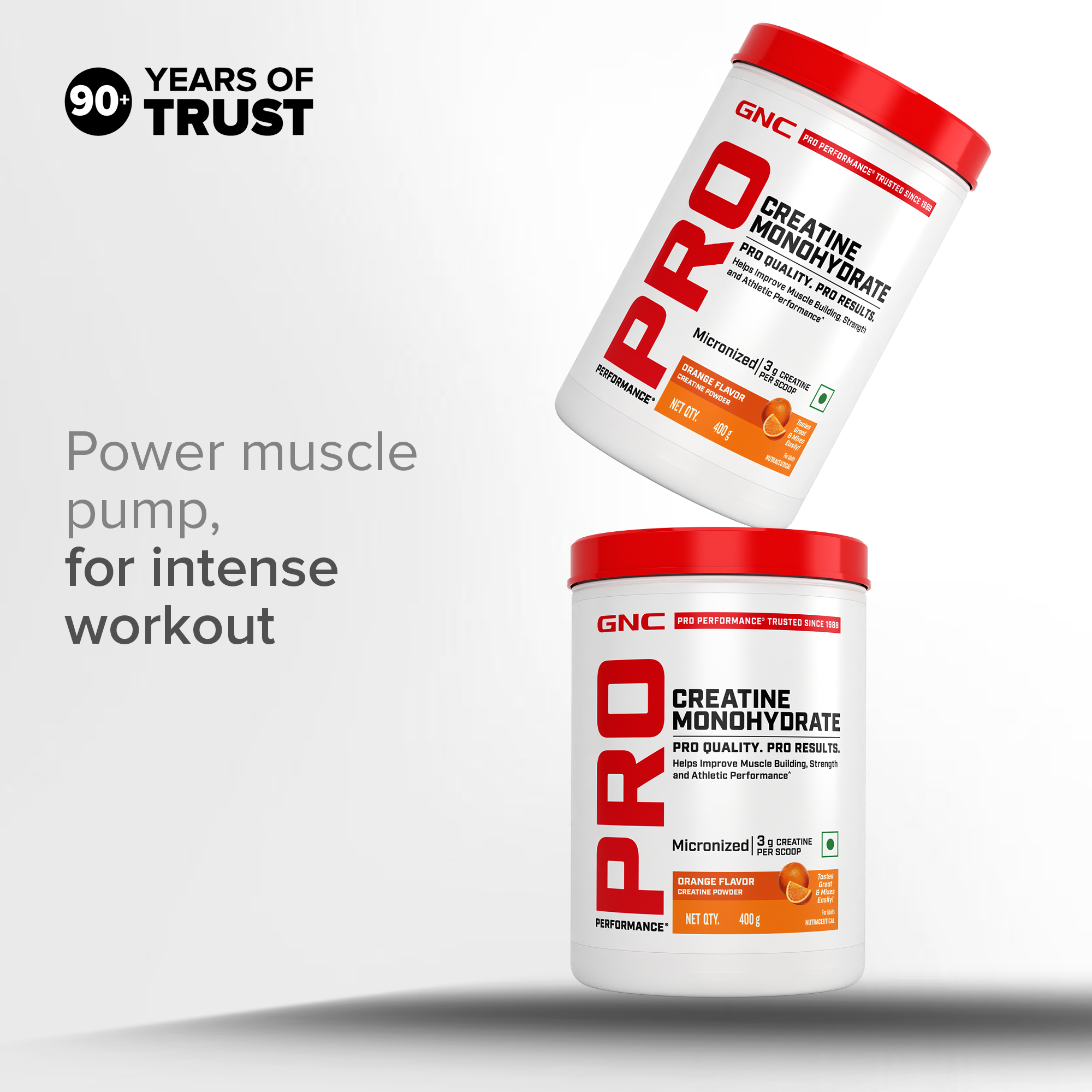 GNC Creatine Monohydrate With Steel Shaker (750ml)| 400gm | Orange | Boosts Athletic Performance | Fuels Skeletal Muscles | Supports Intense Workout | Promotes Cellular Hydration |Formulated In USA