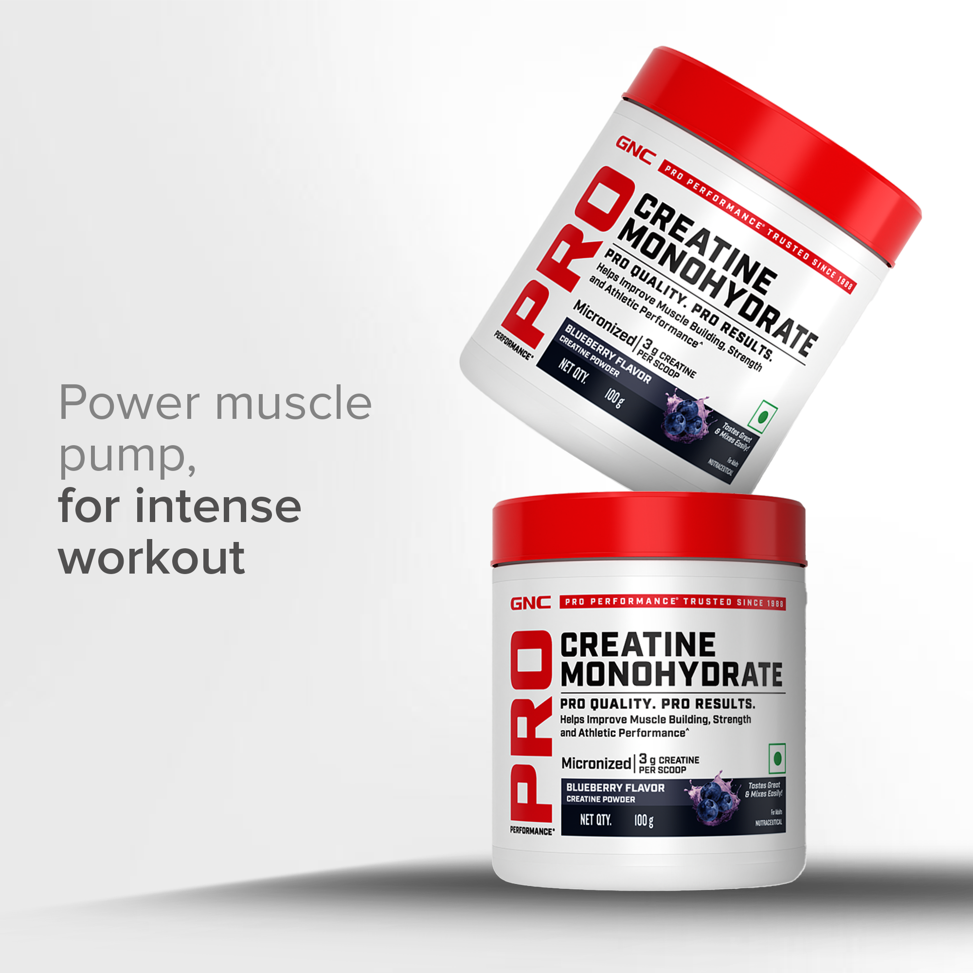 GNC Creatine Monohydrate With Steel Shaker (750ml)| 100gm | Blueberry | Boosts Athletic Performance | Fuels Skeletal Muscles | Supports Intense Workout | Promotes Cellular Hydration |Formulated In USA