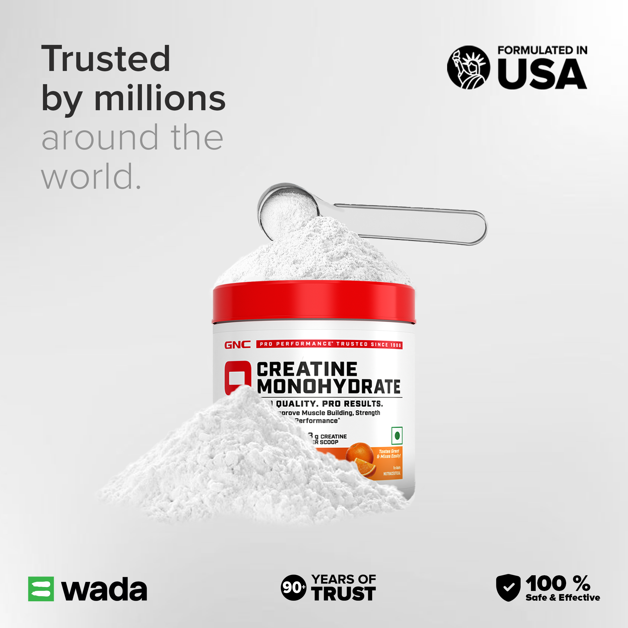 GNC Creatine Monohydrate With Steel Shaker (750ml)| 100gm | Orange | Boosts Athletic Performance | Fuels Skeletal Muscles | Supports Intense Workout | Promotes Cellular Hydration |Formulated In USA