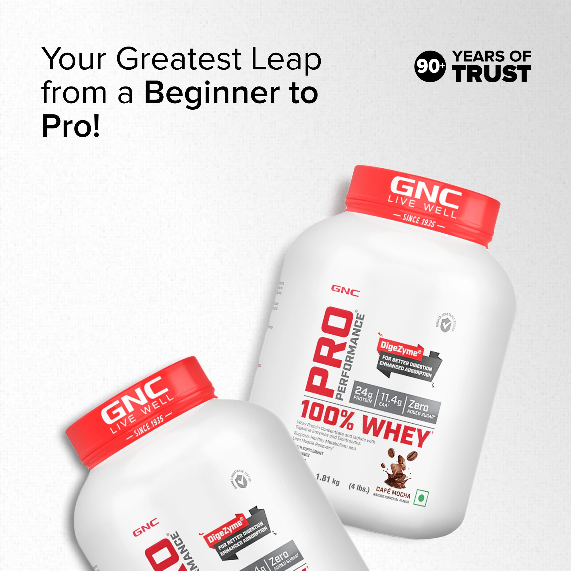 GNC Pro Performance 100% Whey Cafe Mocha+ Creatine Monohydrate Combo - Builds Lean Muscles | Promotes Faster Recovery | Boosts Athletic Performance | Hydrates Muscle Cells | 4lbs / 250gm Combo