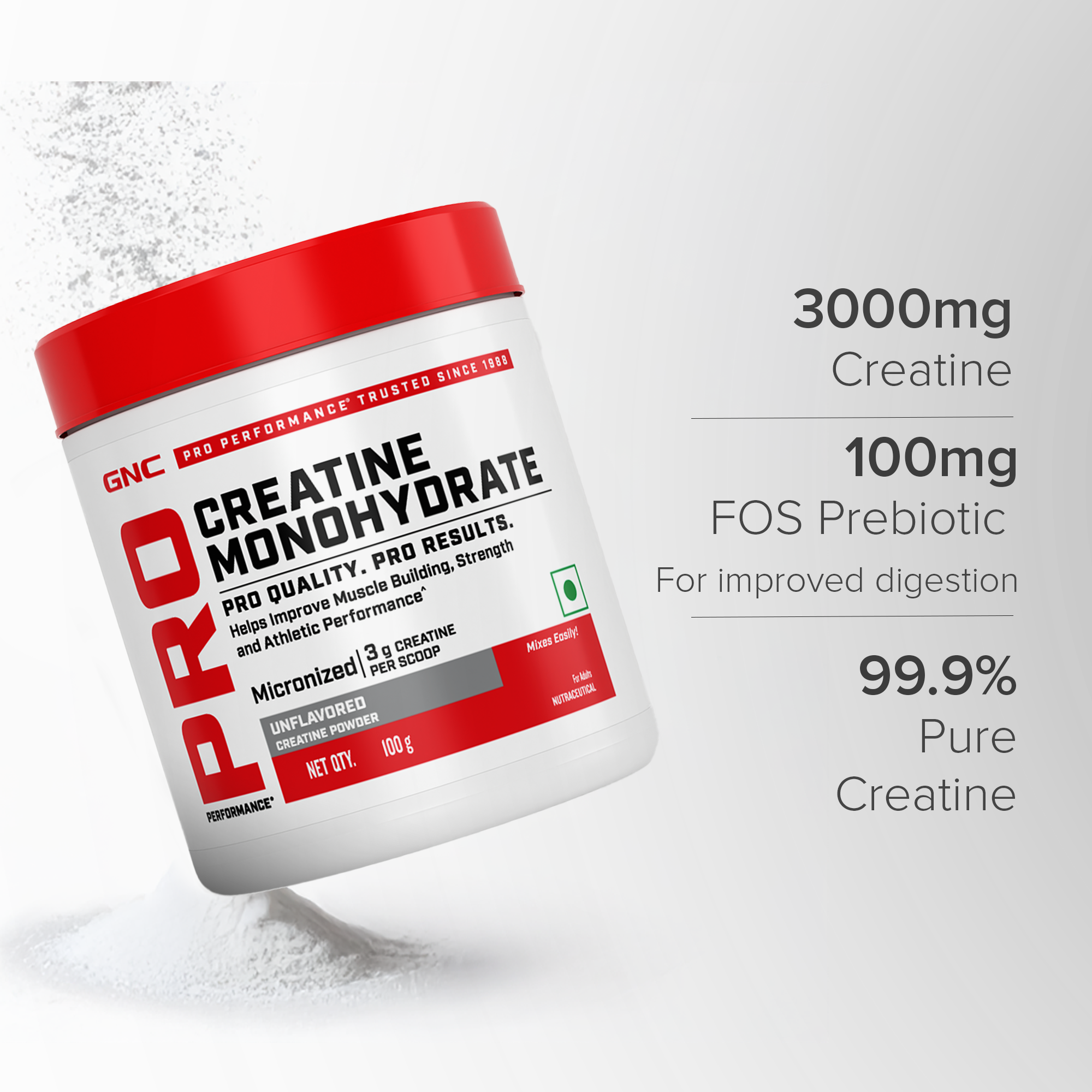 GNC Pro Performance 100% Whey Chocolate Supreme + Creatine Monohydrate Combo - Builds Lean Muscles | Promotes Faster Recovery | Boosts Athletic Performance | Hydrates Muscle Cells | 2lbs / 100gm Combo