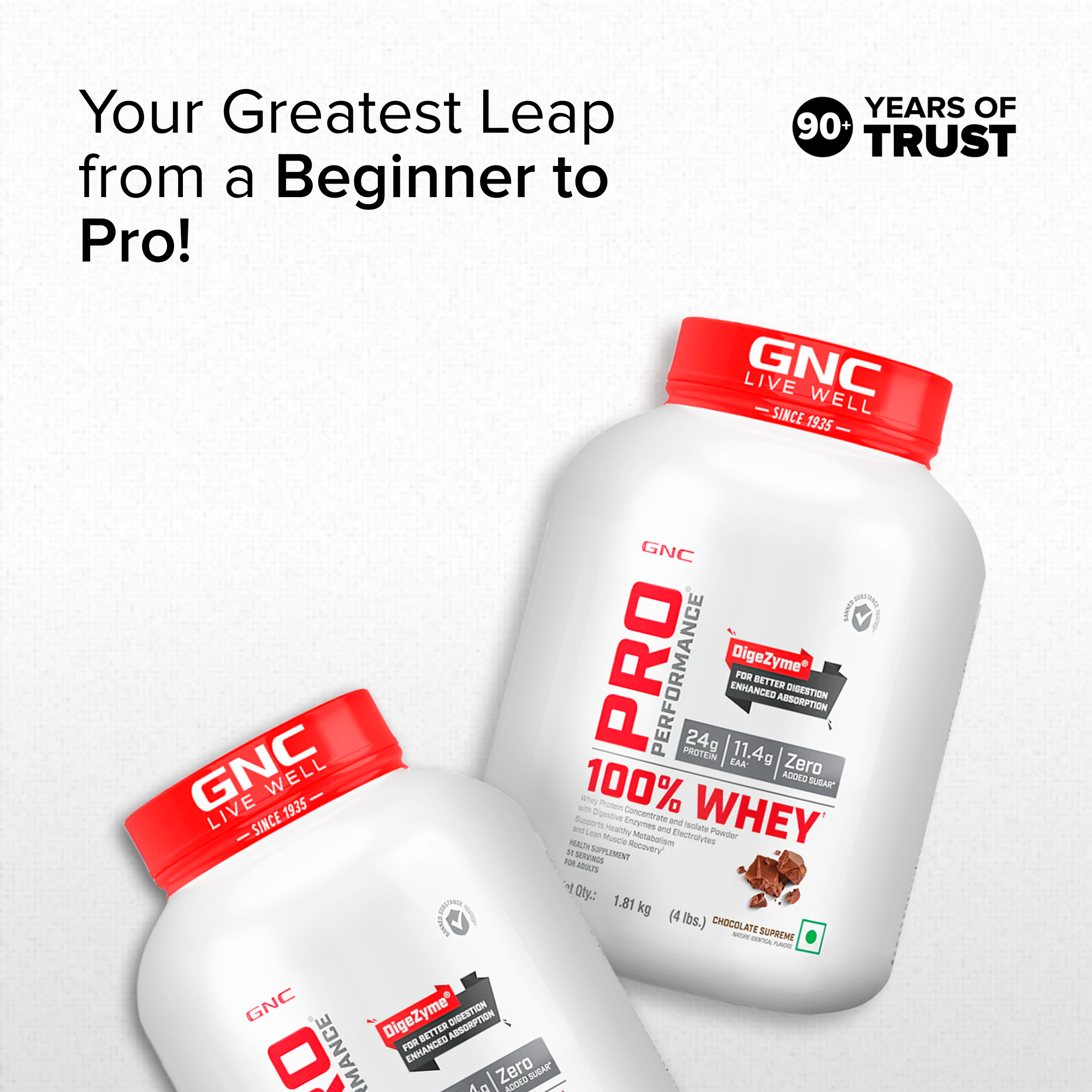 GNC Pro Performance 100% Whey Chocolate Supreme + Creatine Monohydrate Combo - Builds Lean Muscles | Promotes Faster Recovery | Boosts Athletic Performance | Hydrates Muscle Cells | 4lbs / 250gm Combo