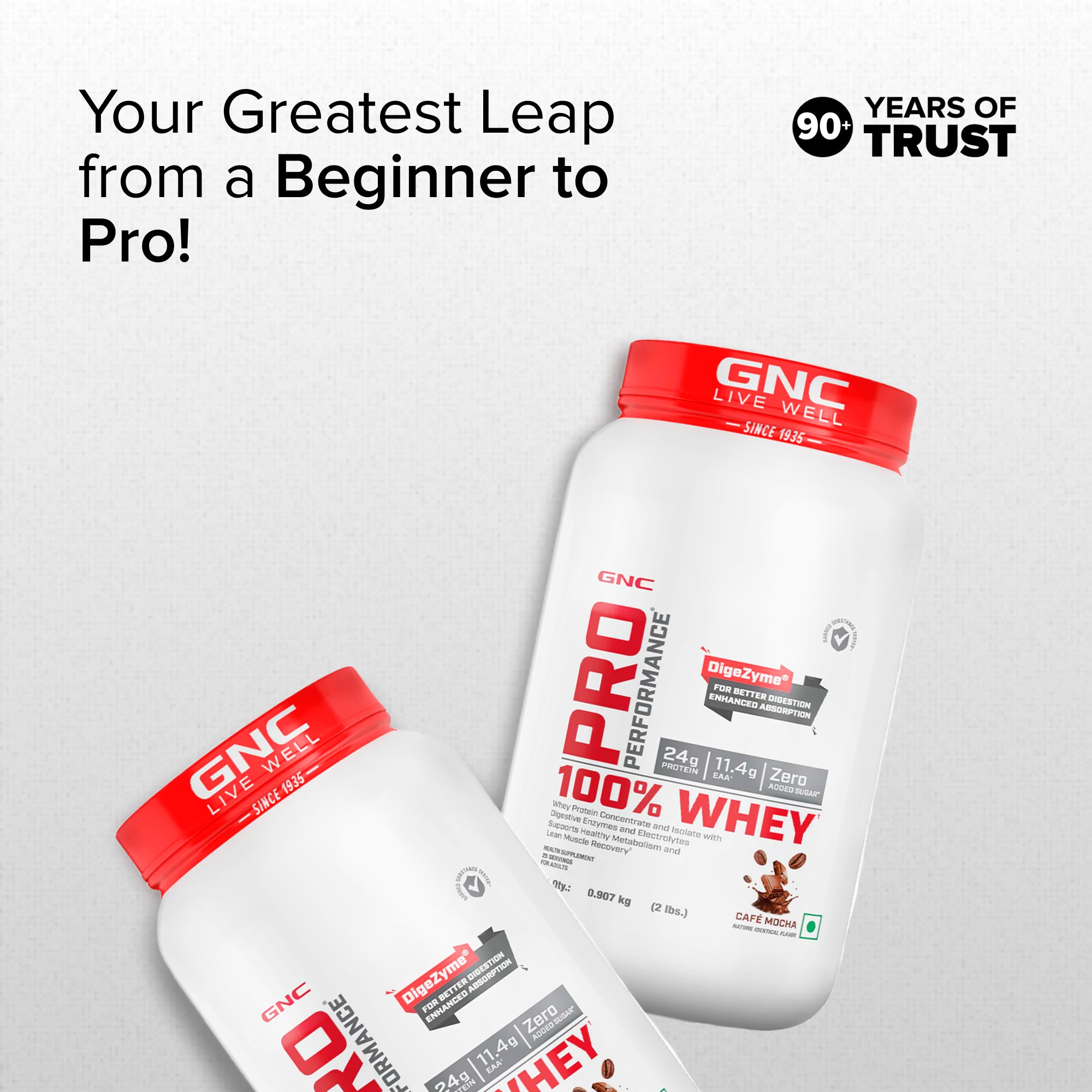 GNC Pro Performance 100% Whey Café Mocha + Creatine Monohydrate Combo - Builds Lean Muscles | Promotes Faster Recovery | Boosts Athletic Performance | Hydrates Muscle Cells | 2lbs / 100gm Combo