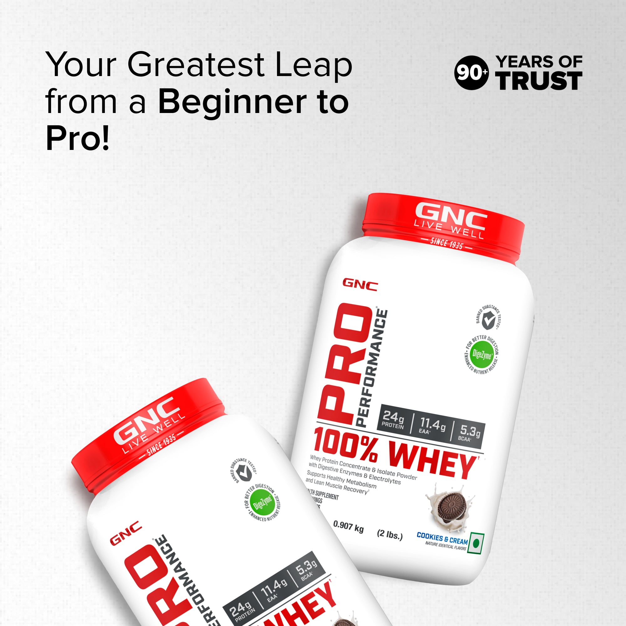 GNC Pro Performance 100% Whey Protein Powder & Steel Shaker (Cookie & Cream, 2 lbs with Steel Shaker)