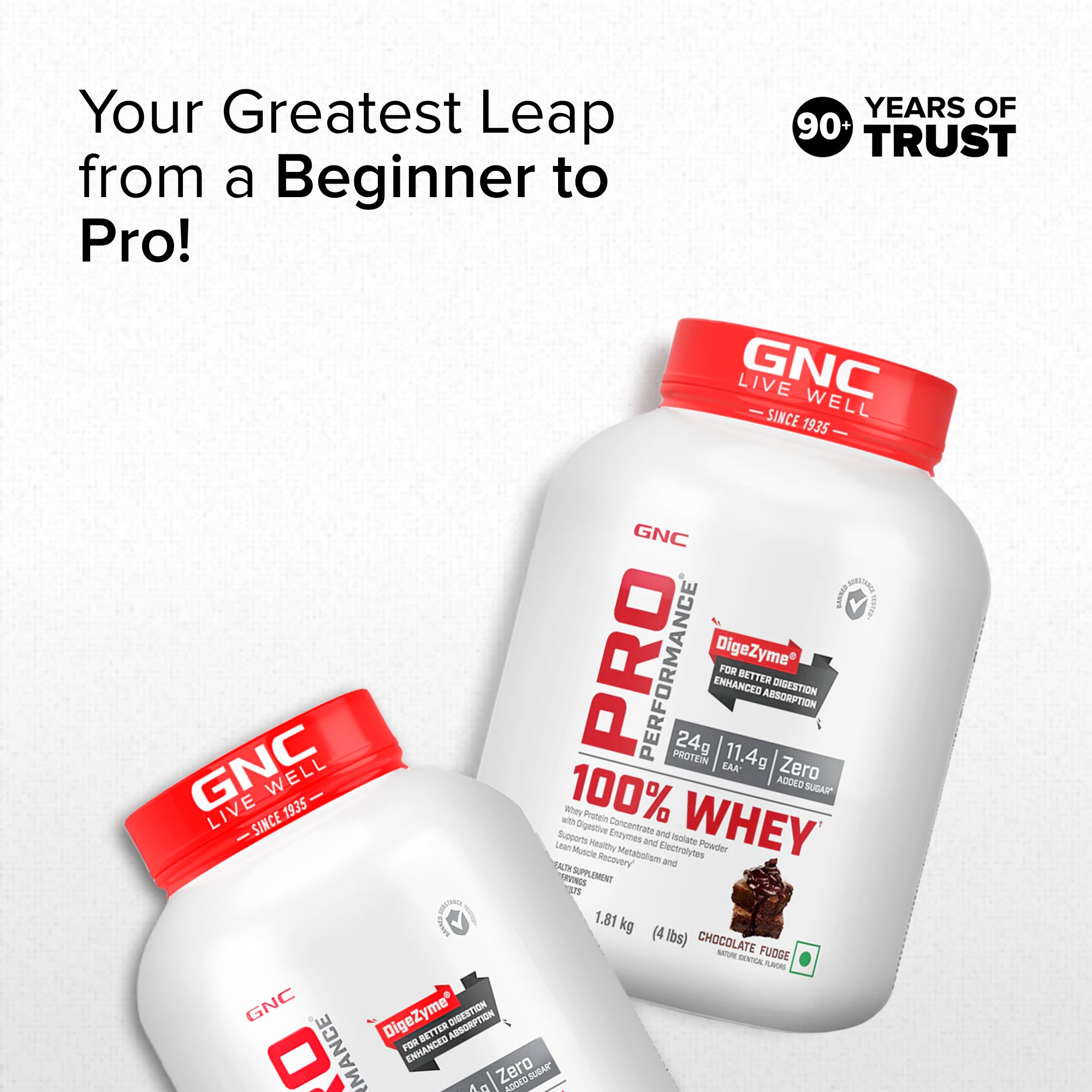 GNC Pro Performance 100% Whey Chocolate Fudge + Creatine Monohydrate Combo - Builds Lean Muscles | Promotes Faster Recovery | Boosts Athletic Performance | Hydrates Muscle Cells | 4lbs / 250gm Combo