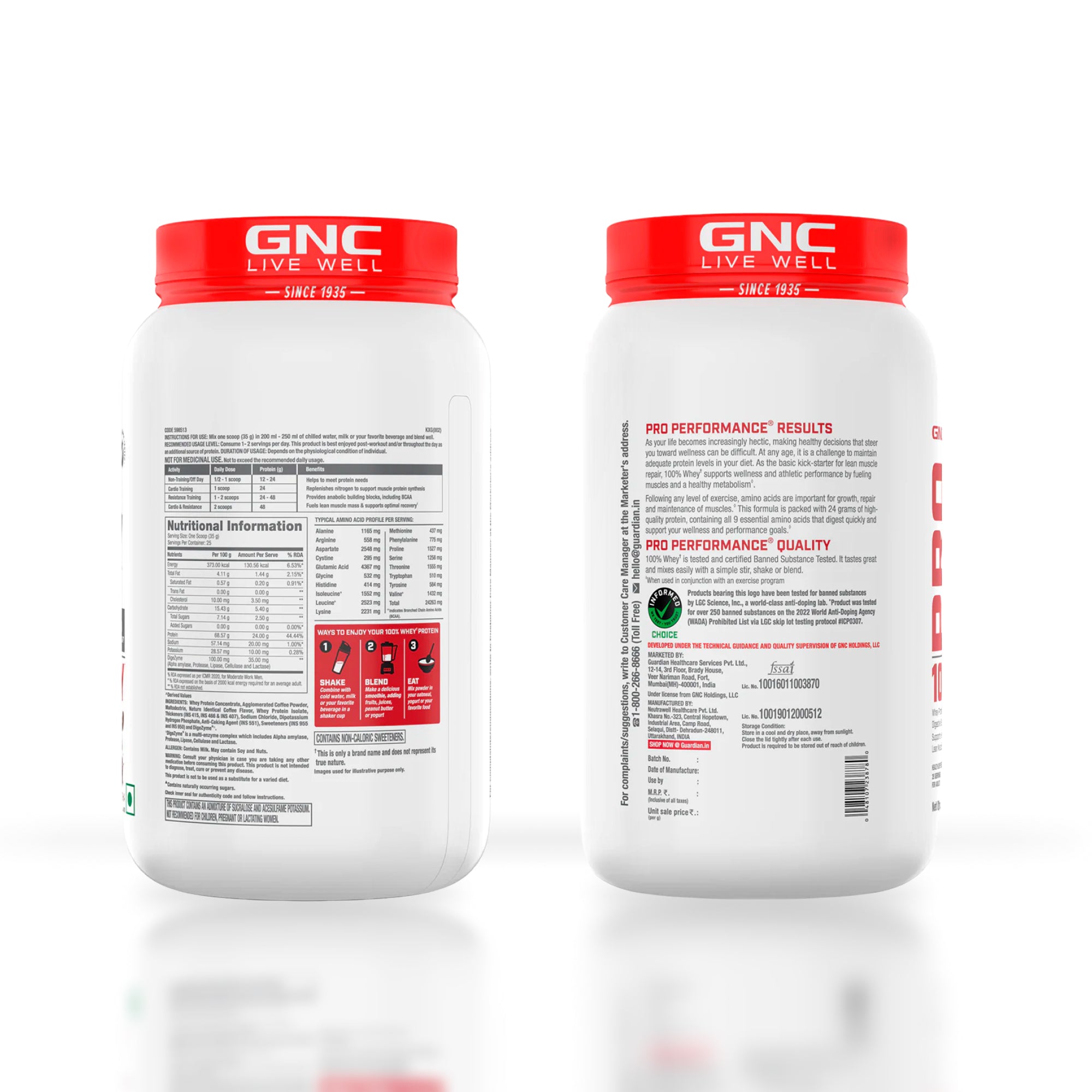 GNC Pro Performance 100% Whey Café Mocha + Creatine Monohydrate Combo - Builds Lean Muscles | Promotes Faster Recovery | Boosts Athletic Performance | Hydrates Muscle Cells | 2lbs / 100gm Combo