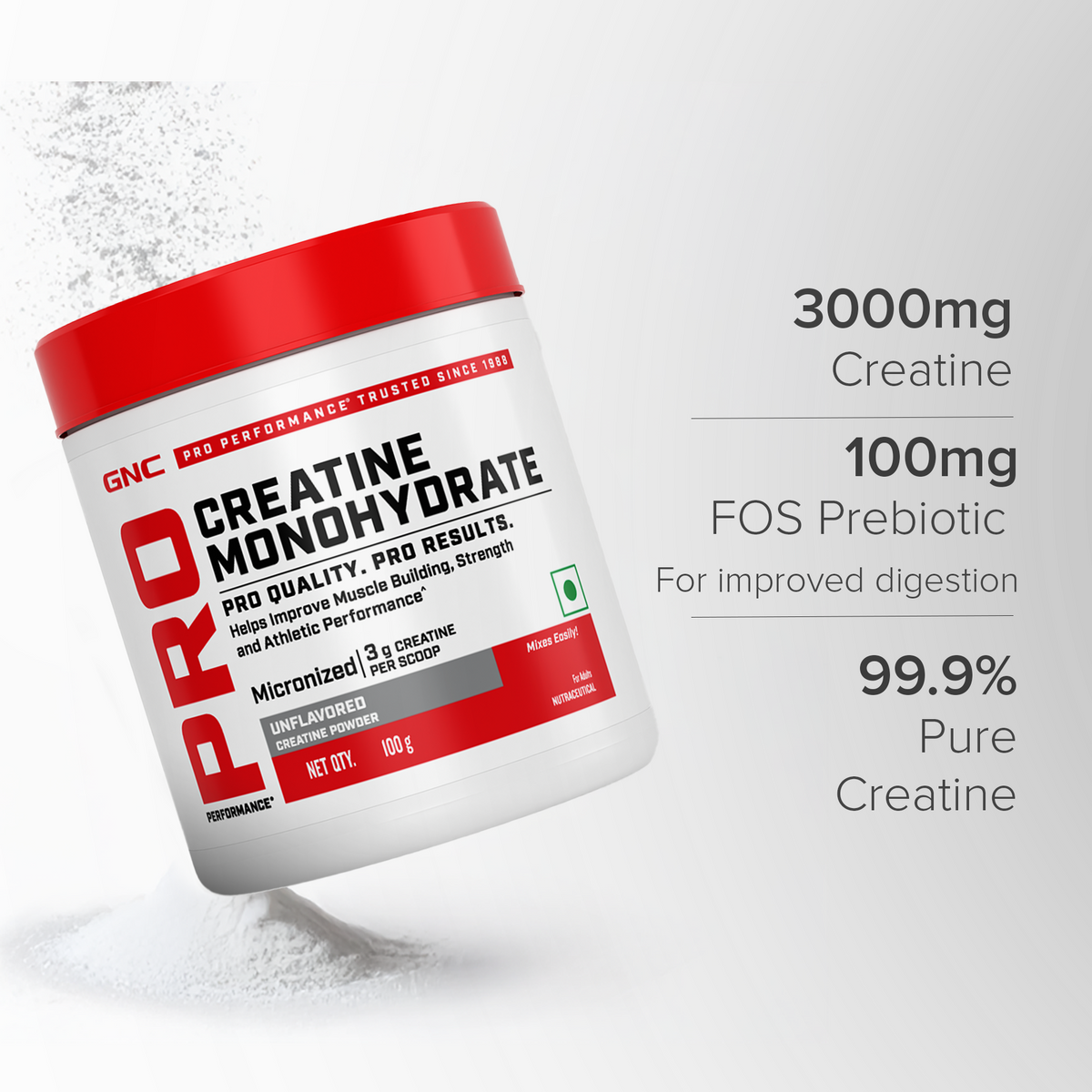 GNC Pro Performance 100% Whey Chocolate Fudge + Creatine Monohydrate Combo - Builds Lean Muscles | Promotes Faster Recovery | Boosts Athletic Performance | Hydrates Muscle Cells | 2lbs / 100gm Combo