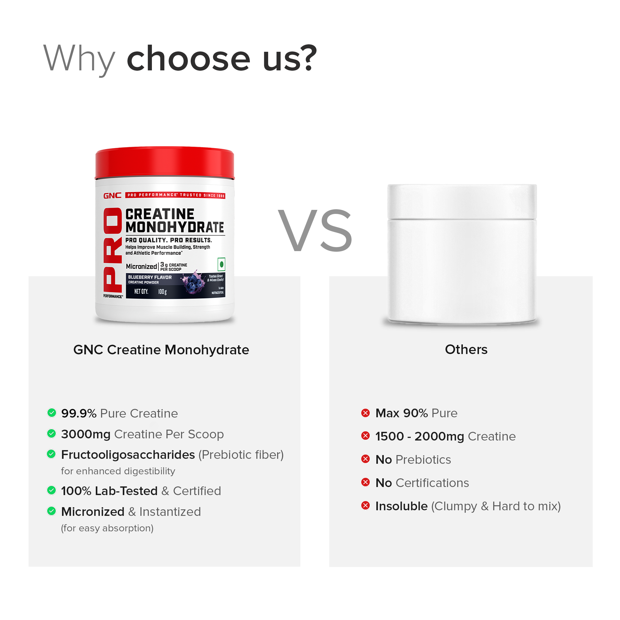 GNC Creatine Monohydrate With Steel Shaker (750ml)| 100gm | Blueberry | Boosts Athletic Performance | Fuels Skeletal Muscles | Supports Intense Workout | Promotes Cellular Hydration |Formulated In USA