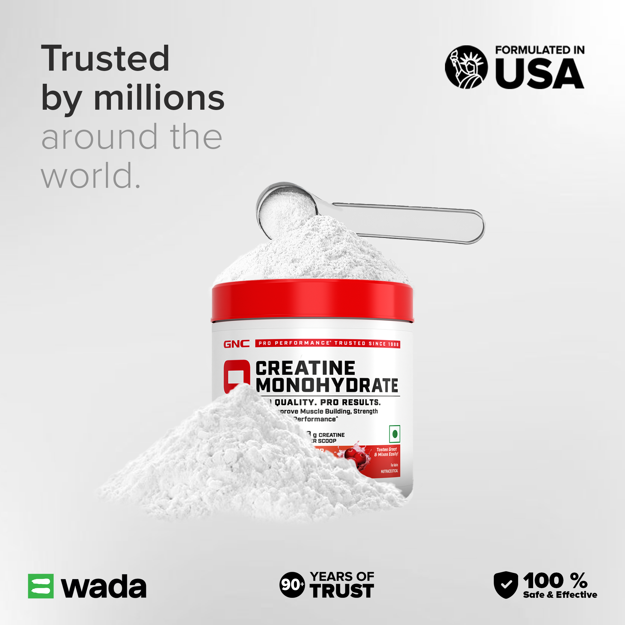 GNC Creatine Monohydrate With Steel Shaker (750ml)| 100gm | Cranberry| Boosts Athletic Performance | Fuels Skeletal Muscles | Supports Intense Workout | Promotes Cellular Hydration |Formulated In USA