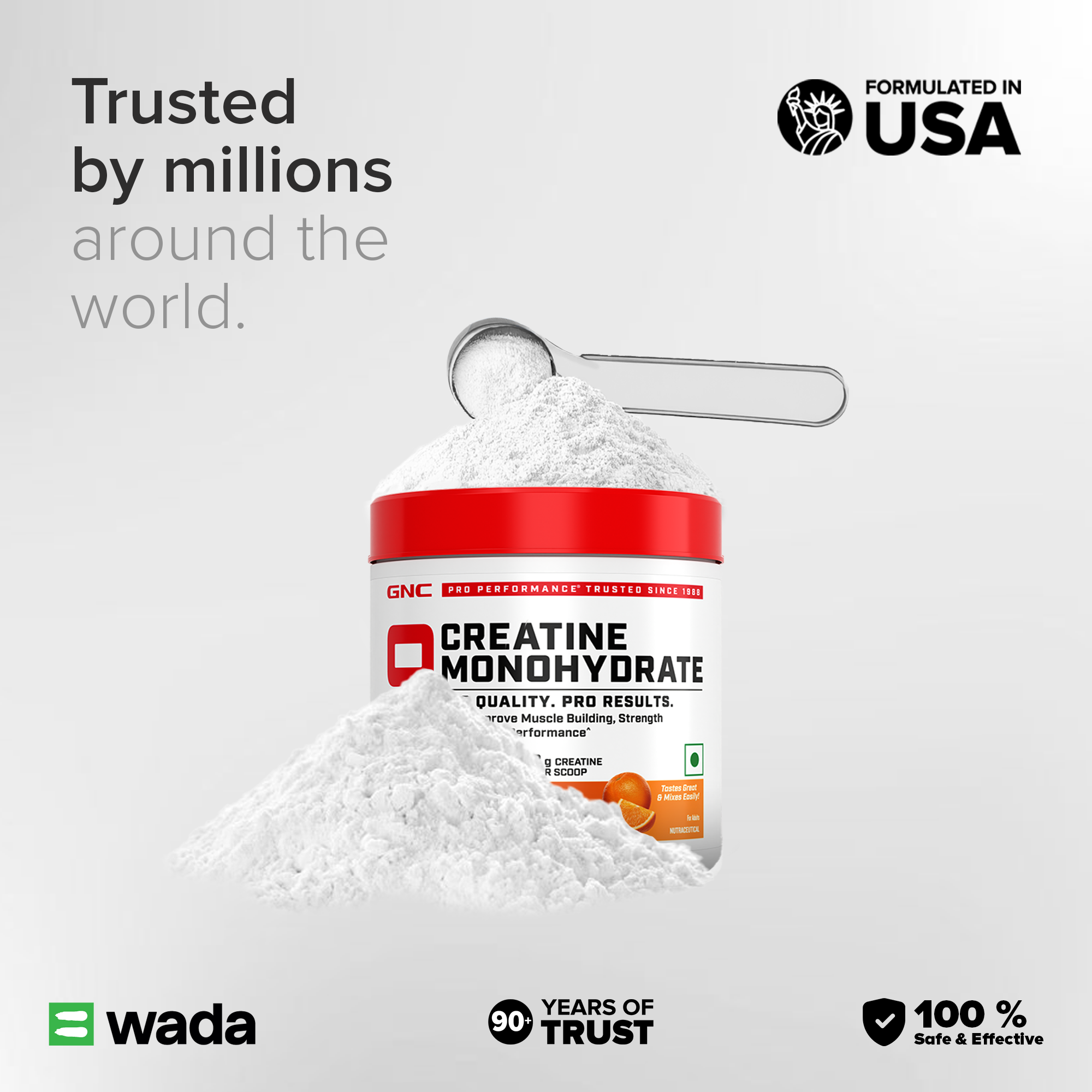 GNC Creatine Monohydrate With Steel Shaker (750ml)| 250gm | Orange | Boosts Athletic Performance | Fuels Skeletal Muscles | Supports Intense Workout | Promotes Cellular Hydration |Formulated In USA