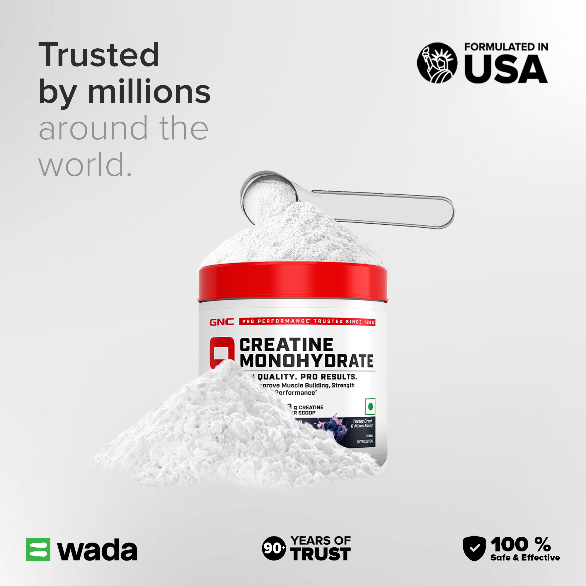 GNC Creatine Monohydrate With Steel Shaker (750ml)| 100gm | Blueberry | Boosts Athletic Performance | Fuels Skeletal Muscles | Supports Intense Workout | Promotes Cellular Hydration |Formulated In USA