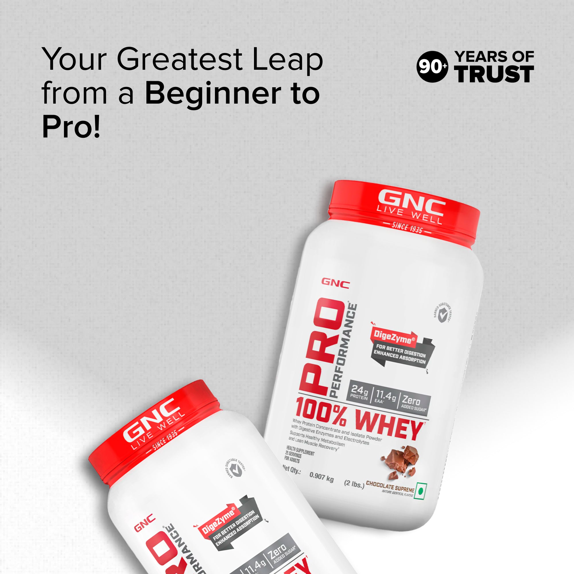 GNC Pro Performance 100% Whey Chocolate Supreme + Creatine Monohydrate Combo - Builds Lean Muscles | Promotes Faster Recovery | Boosts Athletic Performance | Hydrates Muscle Cells | 2lbs / 100gm Combo