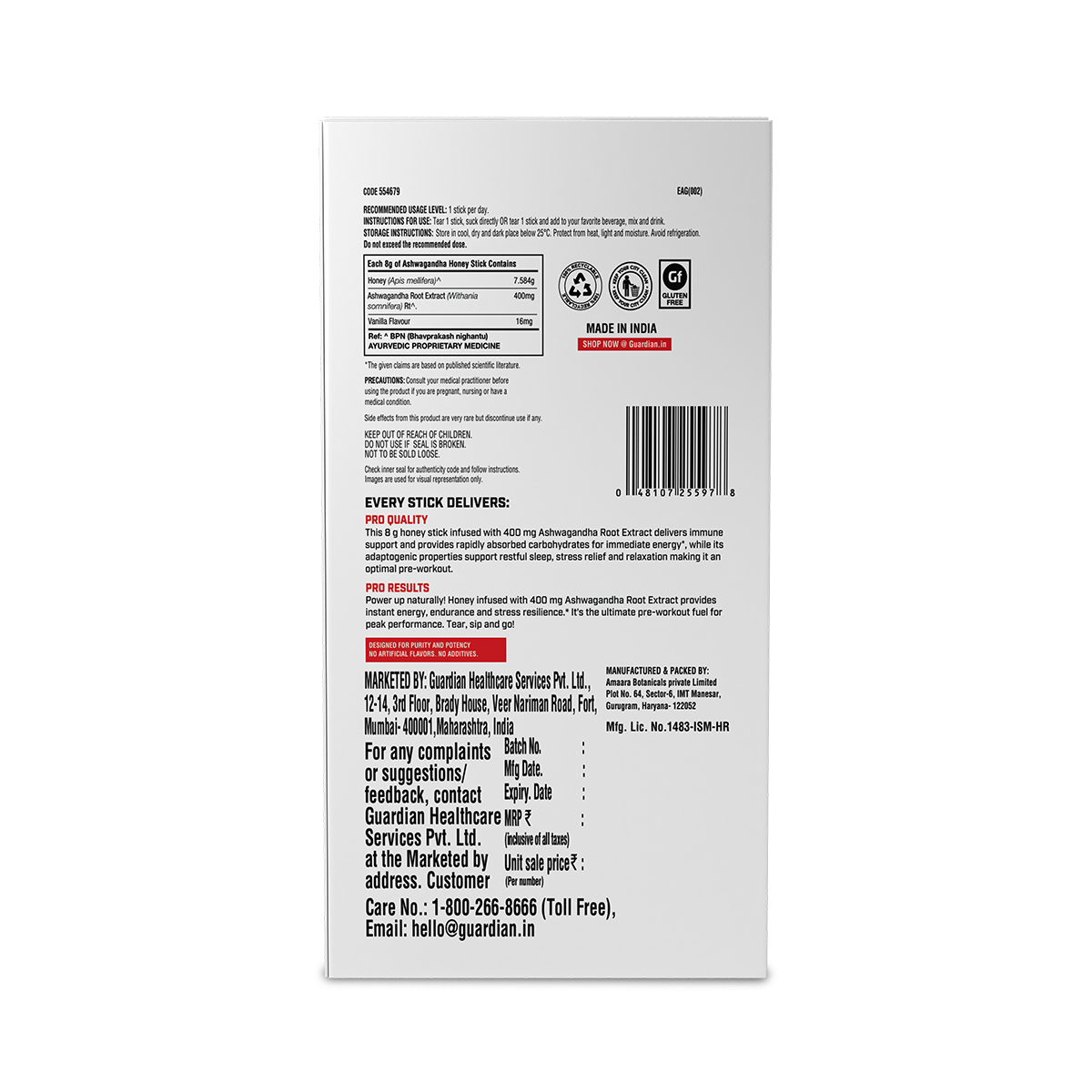 GNC Ashwagandha Honey Stick 10 | 8g