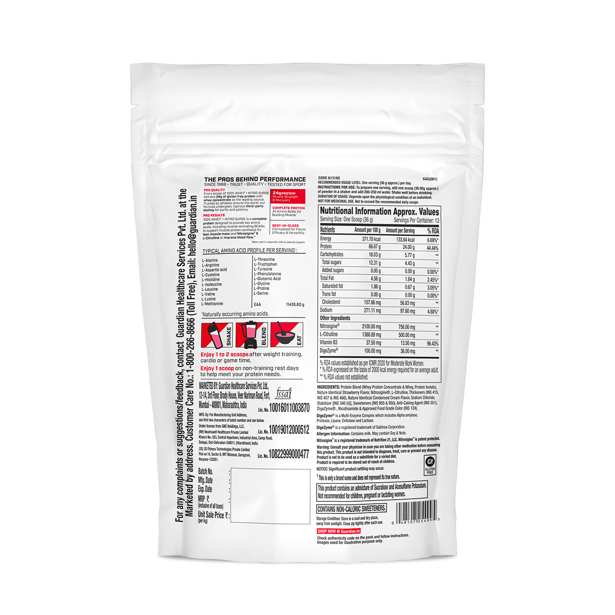 PP 100% WHEY NITRO SURGE – STRAWBERRY 1LBS