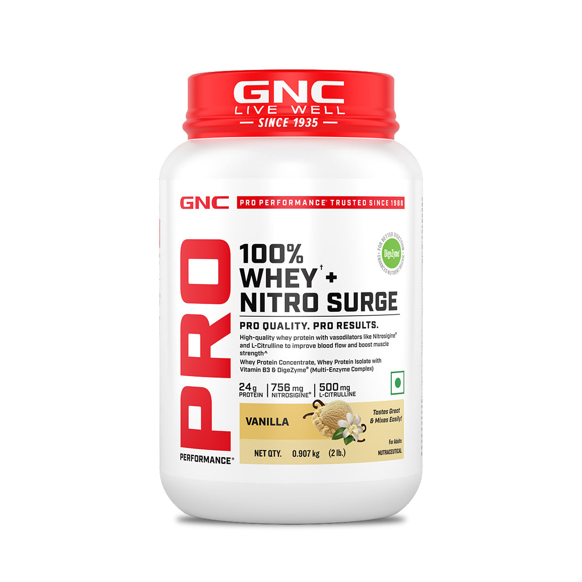 GNC PP 100% WHEY NITRO SURGE VANILLA POWDER 2LBS 907GM