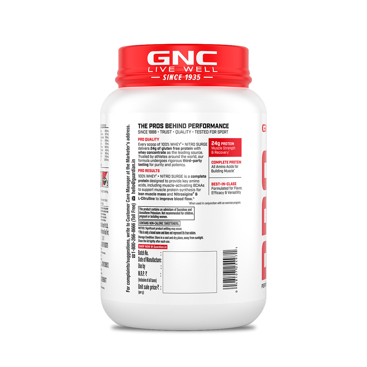 GNC PP 100% WHEY NITRO SURGE VANILLA POWDER 2LBS 907GM